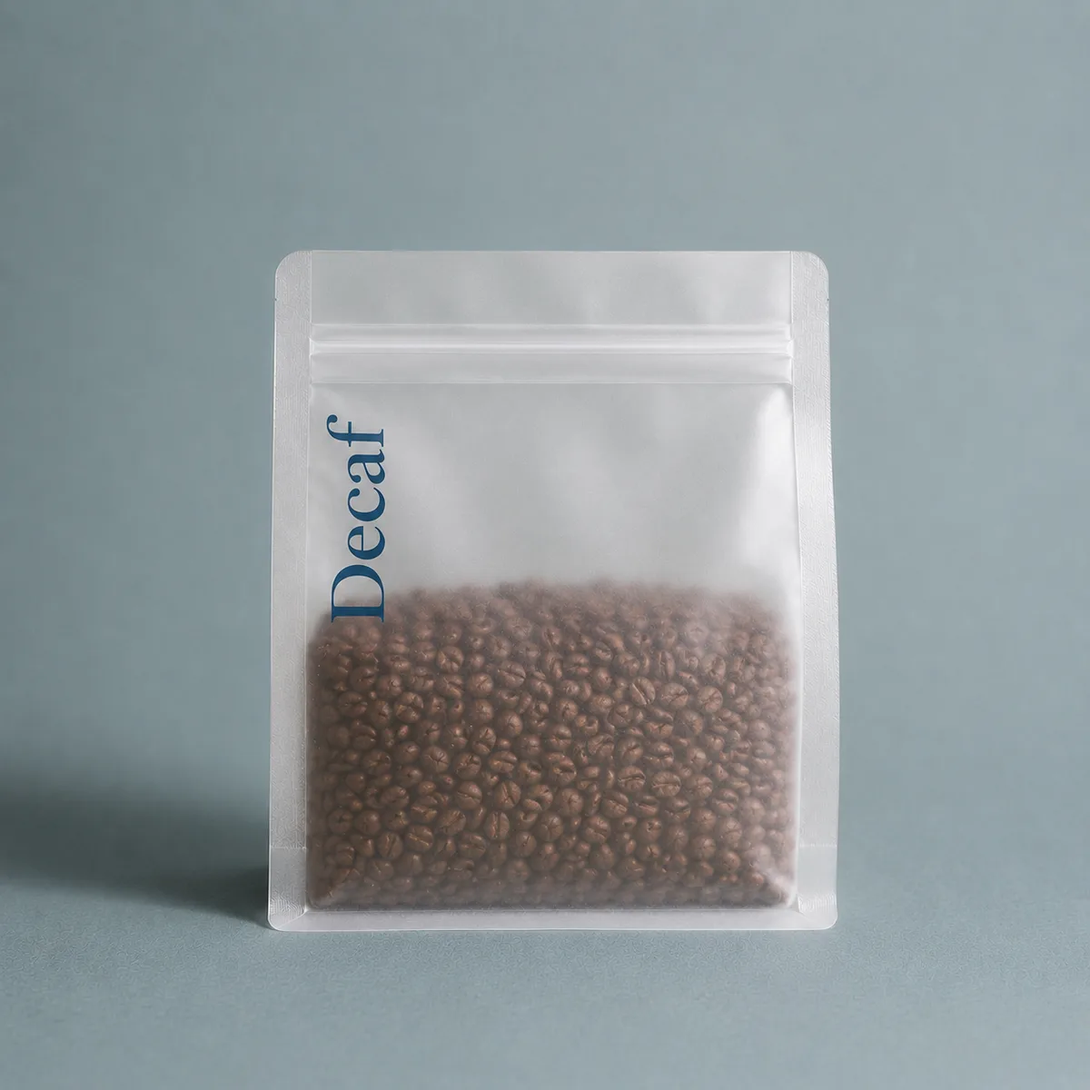 Decaf bag of coffee beans